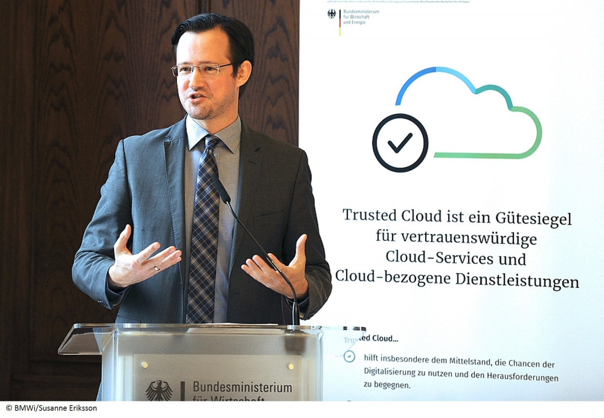 Dirk Wiese, Parlamentarischer Staatssekretär bei der Bundesministerin für Wirtschaft und Energie (BMWi) empfängt europäische Cloud-Initiativen 
